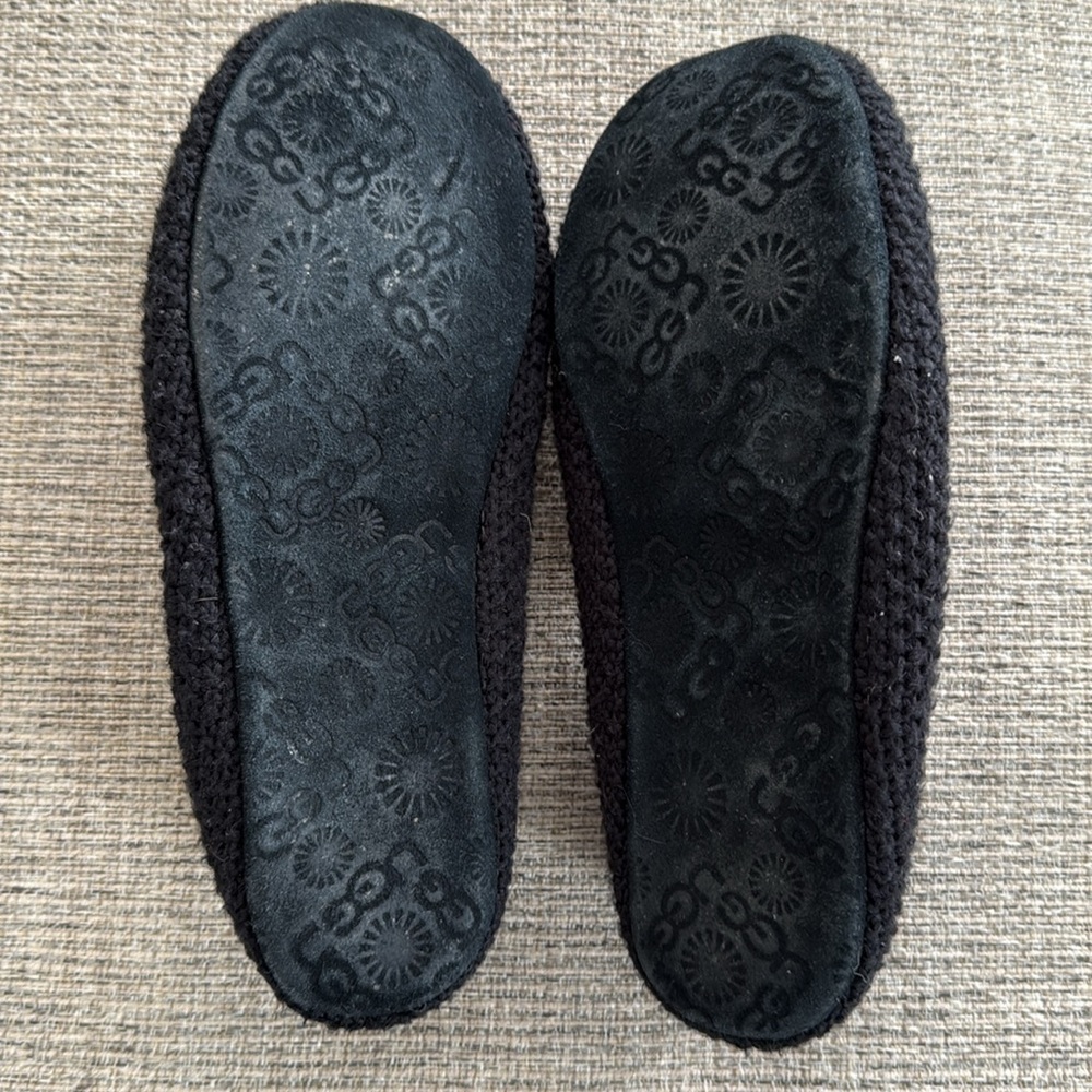 UGG Black Knit Slippers with Pom Pom - Picture 4 of 7